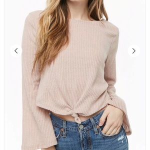 forever 21 blush ribbed bell sleeve top